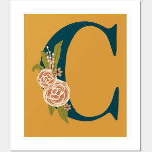 Floral Monogram Letter C Posters and Art